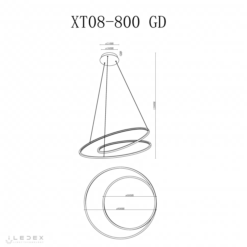 Подвесная люстра кругами iLedex Axis XT08-D800 GD
