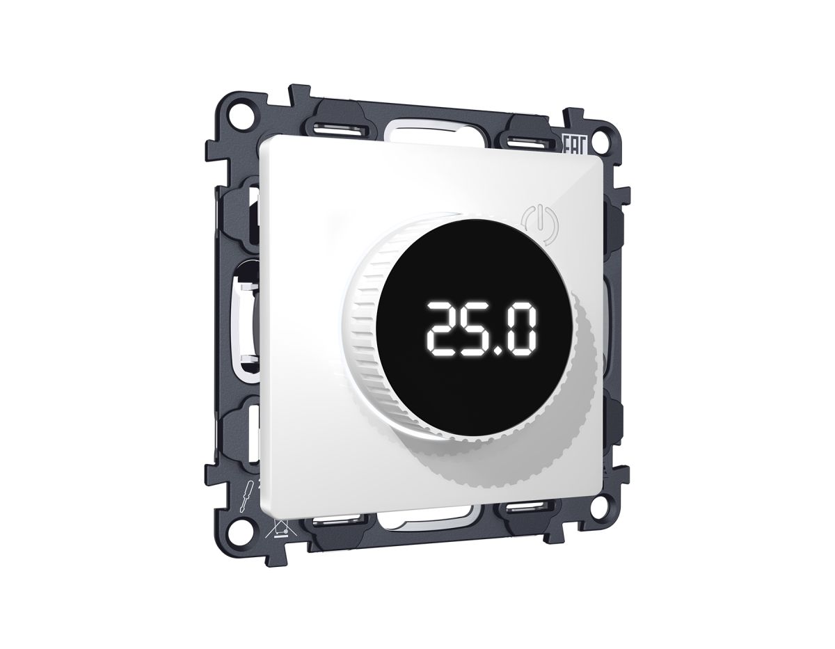 Комплект механизма терморегулятора теплого пола с цифровым дисплеем с подсветкой 16A-250V Alfa Белый глянец Quant Ambrella Volt MA105810 (AP1058, VM1385)