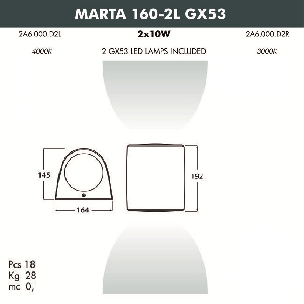Уличный настенный светодиодный светильник Fumagalli Marta 2A6.000.000.AXU2L