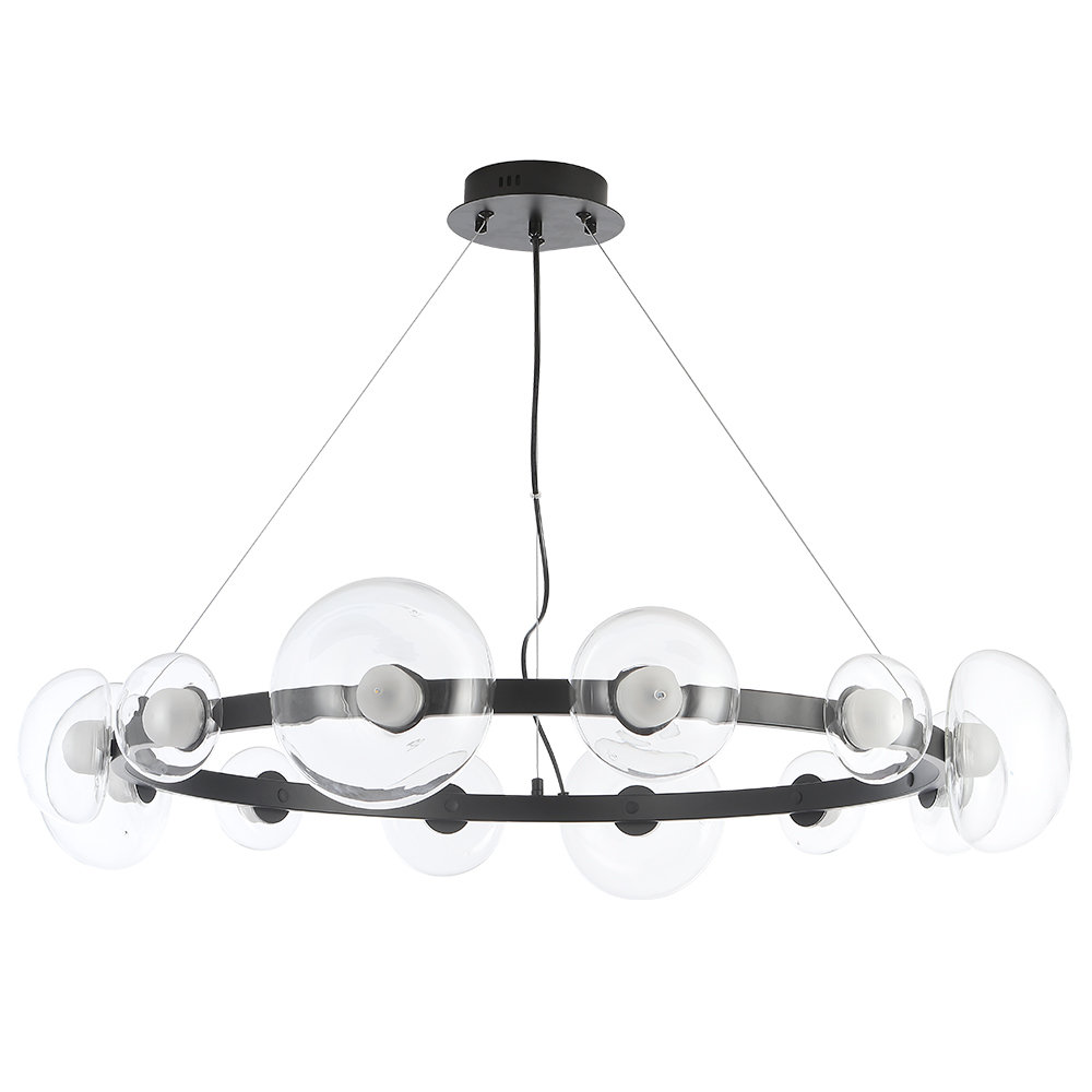 Подвесная люстра шар Crystal Lux BOSQUE SP12 BLACK/TRANSPARENT
