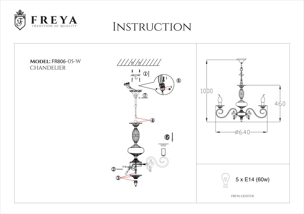 Подвесная люстра Freya Florence FR2806-PL-05-WG