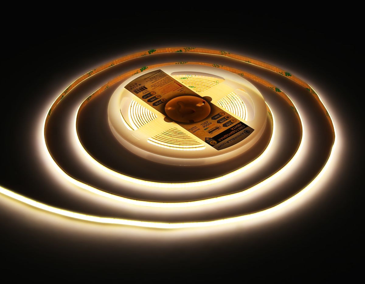 Светодиодная лента Ambrella Light Illumination COB 400Led/10W m/ 24V IP20 4500K/ 5m*5mm*2.1mm (2 конт.) GS4612