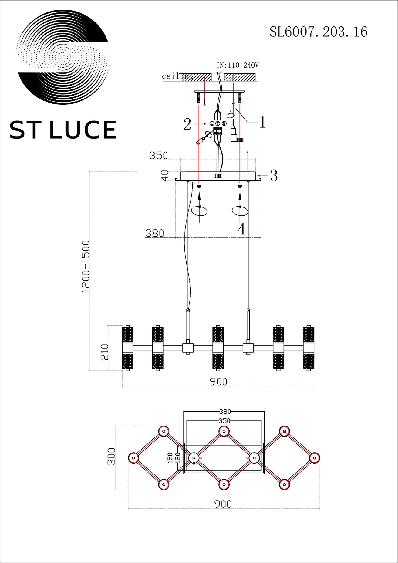 Подвесная люстра ST Luce Gemina SL6007.203.16