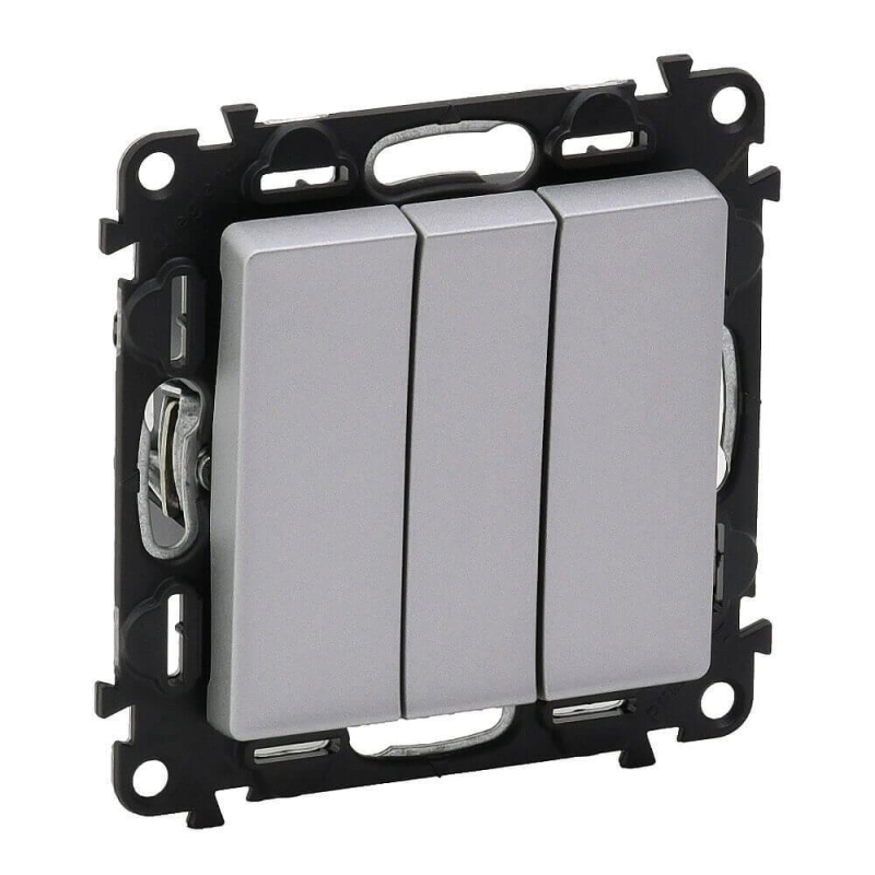 Выключатель трехклавишный Legrand Valena Life 10A 250V алюминий 752603
