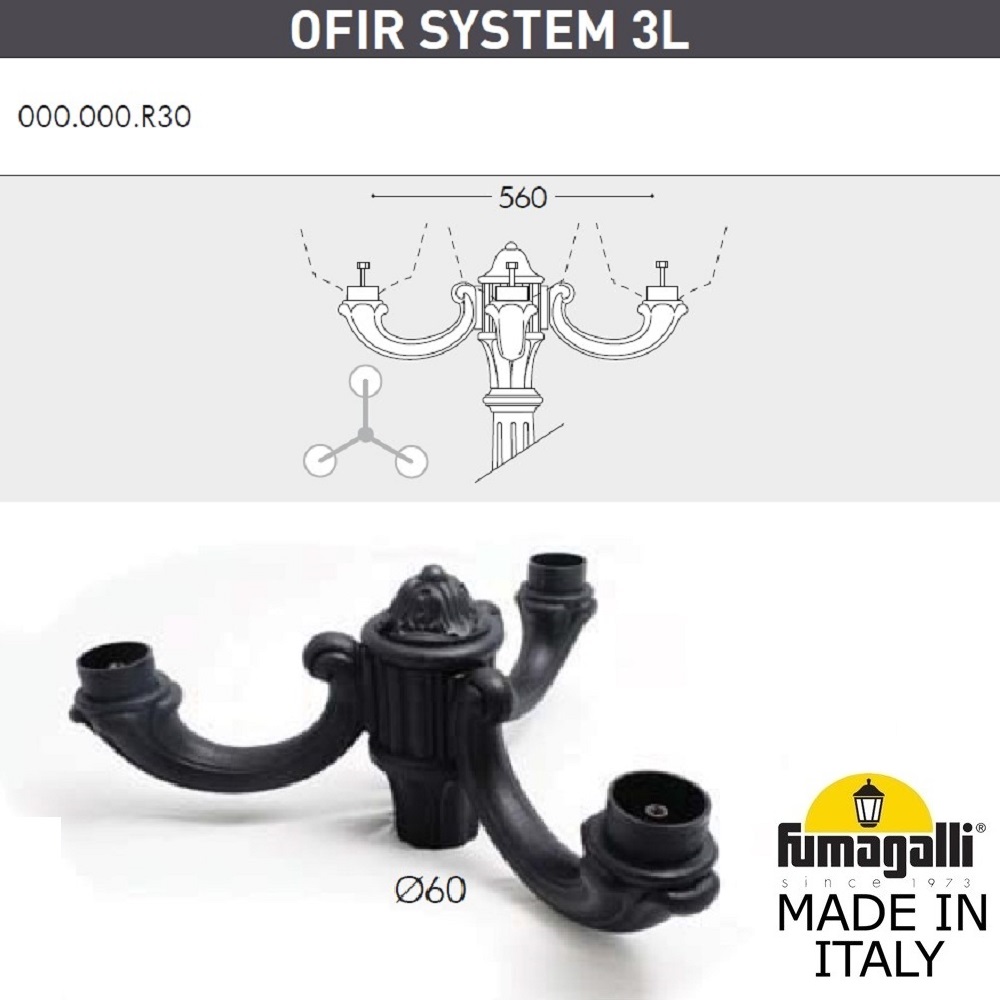 Садово-парковый светильник Fumagalli NEBO OFIR/RUT 3L E26.202.R30.AYE27