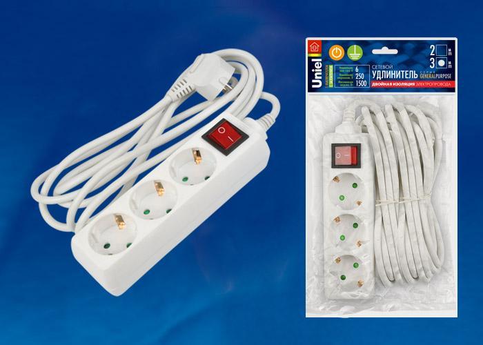 Удлинитель (UL-00002848) Uniel 3гн х 3м с/з + выкл General S-GCP3-3B