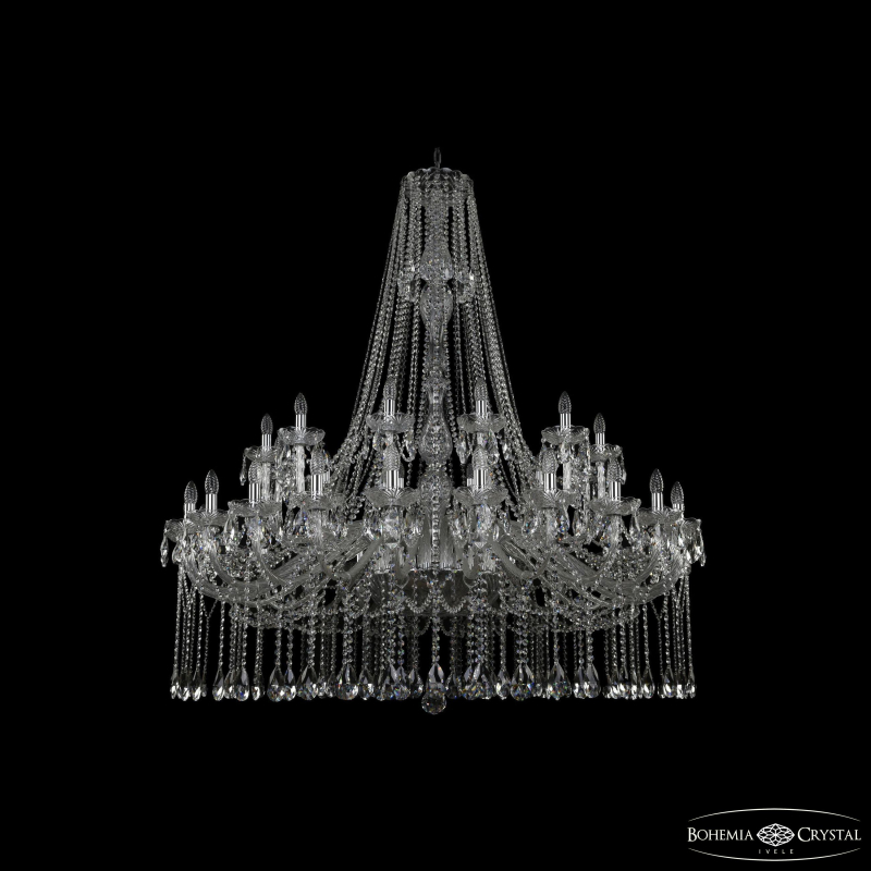 Подвесная люстра второго света Bohemia Ivele Crystal 1413/24+12/530/h-160 Ni