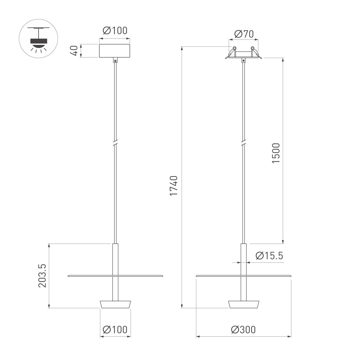 Подвесной светильник Arlight  SP-CAMPANA-HANG-D300-9W Warm3000 (BK, 130 deg, 230V) (IP20 Металл) 059595