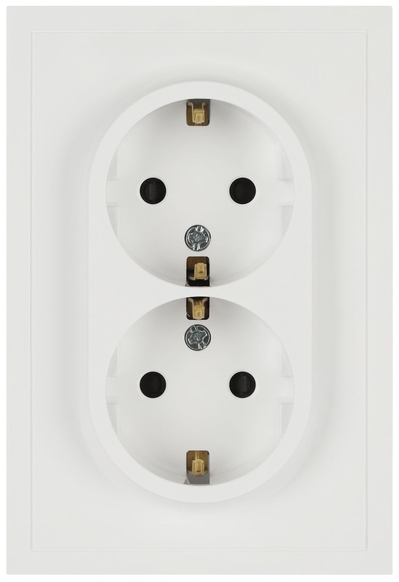 Розетка Эра Galaxy 15-2105-08 с заземлением двойная 2X2P+E Schuko со шторками IP20 16А-250В белый матовый Б0070711