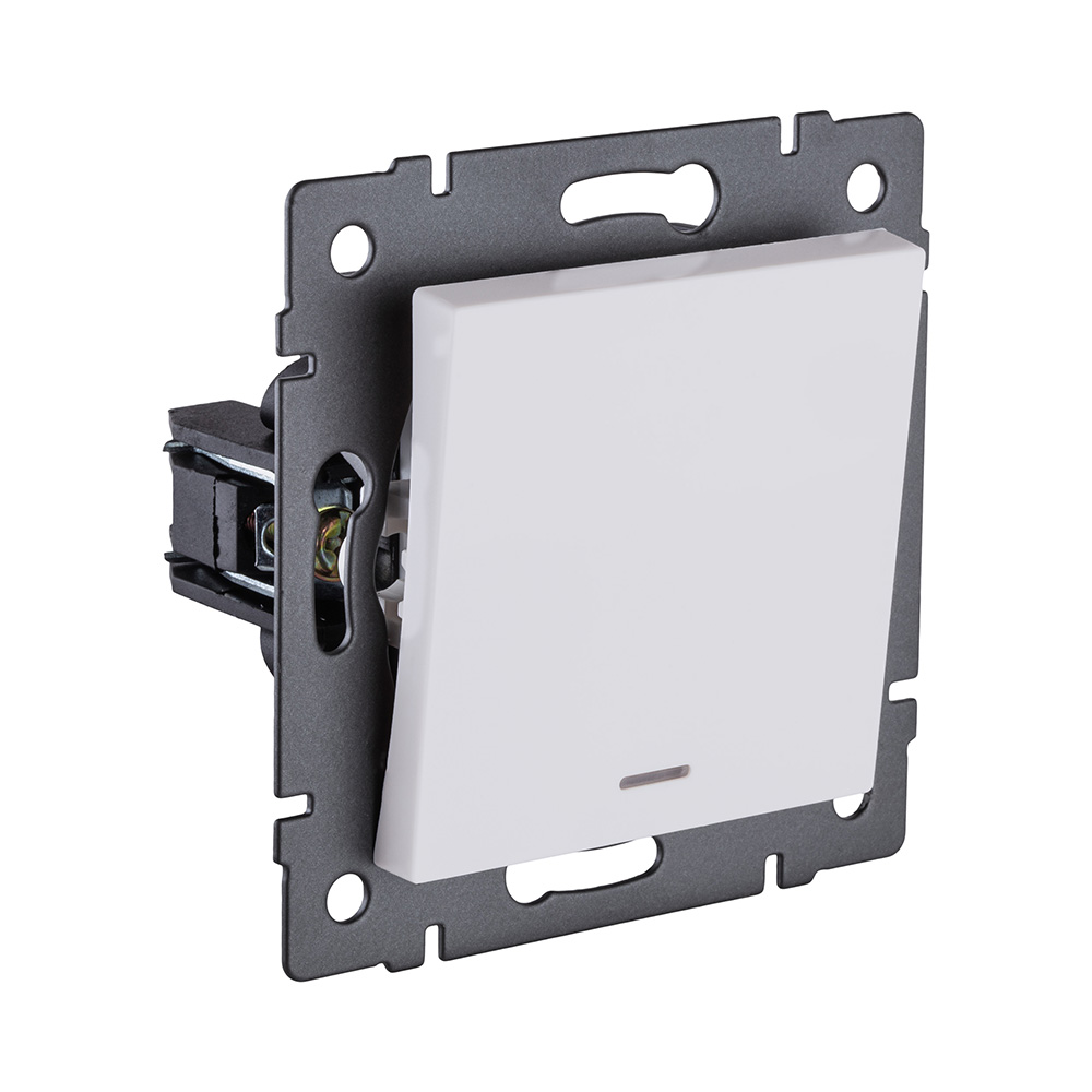 Выключатель 1-клавишный перекрестный 10А/250В с LED подсветкой, белый матовый Kollinger REA-S-015WM для Aspekt, Eleganz, Reflex