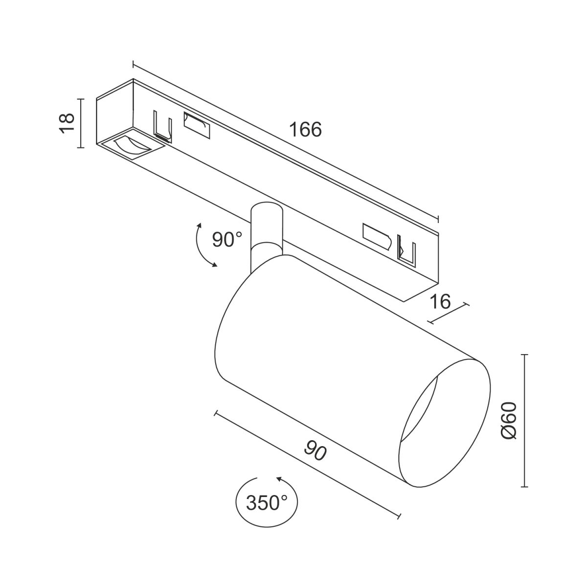 Светильник для магнитной системы Ledron Sagi S60 White 4000K 00000013969