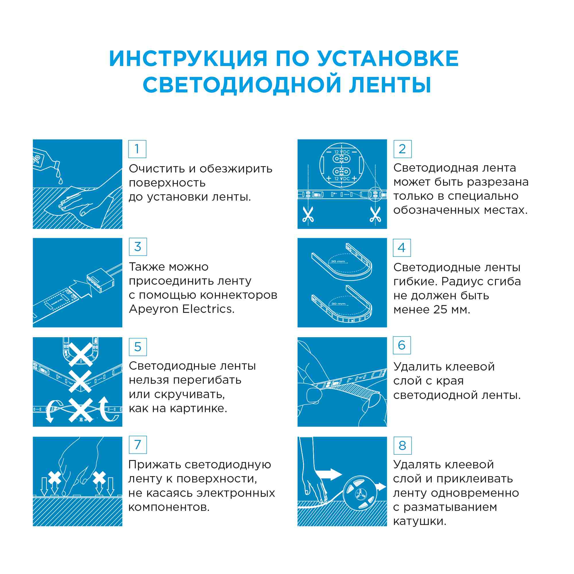 Светодиодная лента Apeyron 12В СТ 4,8Вт/м smd3528, 60д/м IP65 5м синяя 00-06