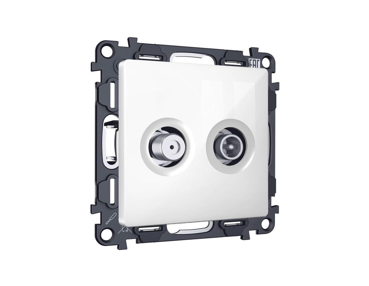 Комплект механизма розетки TV оконечной + SAT 5-862MHz 3.5dB/950-2150MHz 3.5dB Alfa Белый глянец Quant Ambrella Volt MA113310 (AP1133, VM217)