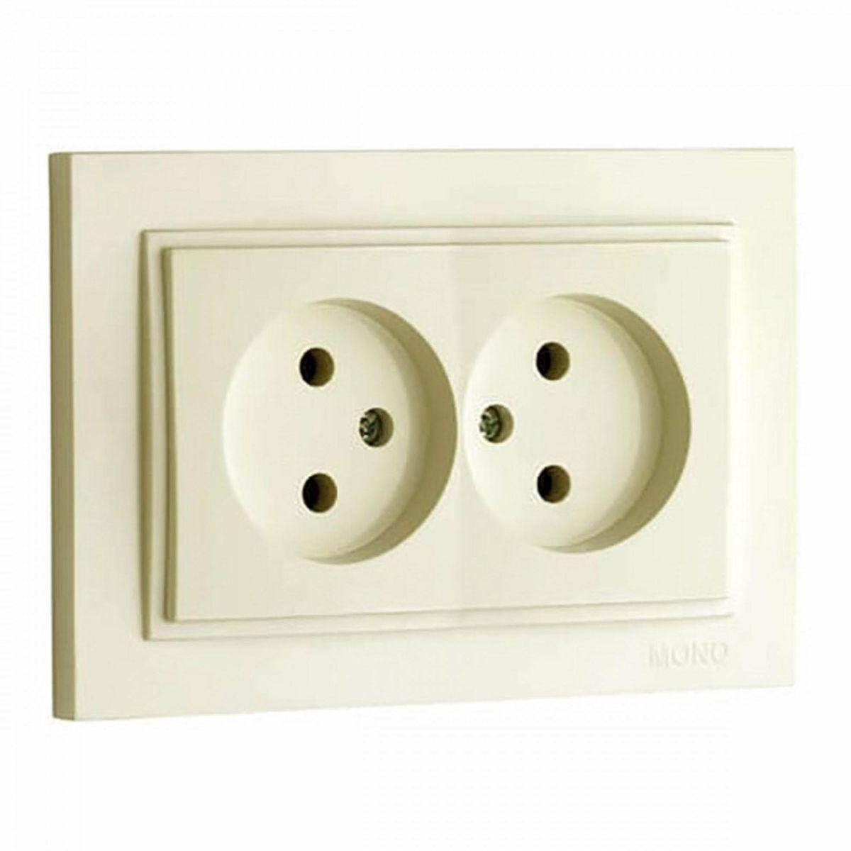 Розетка двойная без земли Mono Electric Despina 16А 250В крем 102-170005-121