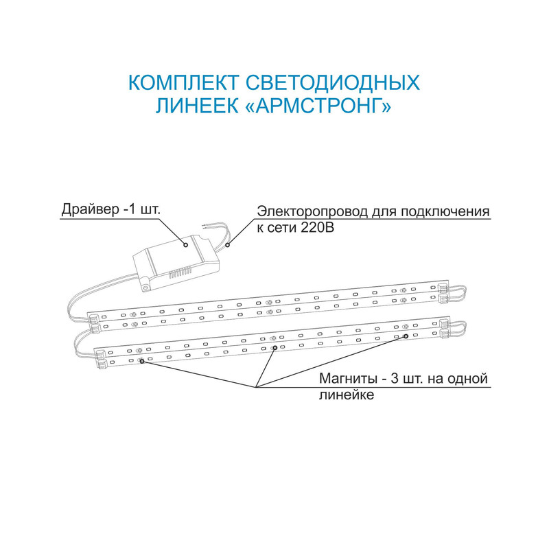 Комплект светодиодных линеек Apeyron Армстронг 5730 36Вт 3000К 12-140