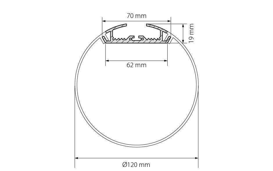 Профиль с экраном Arlight SL-ROUND-D120-2500 ANOD+OPAL 020475