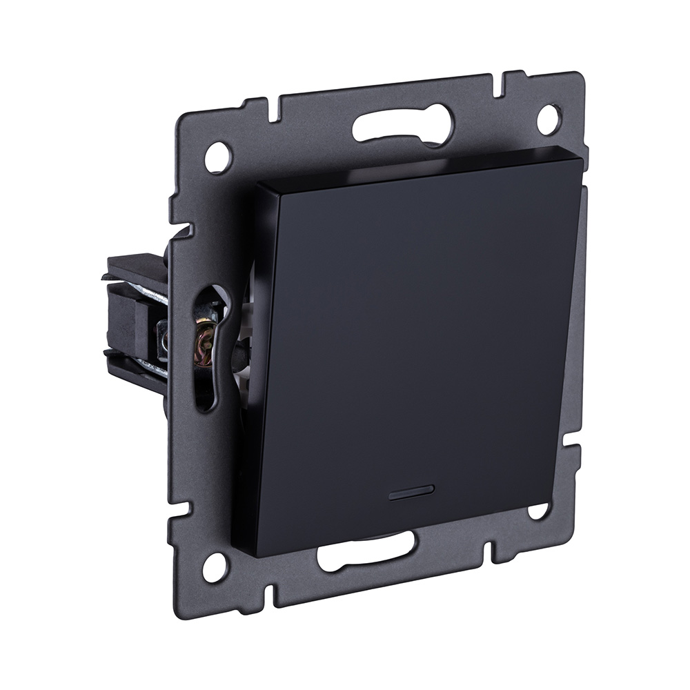 Выключатель 1-клавишный проходной 10А/250В с LED подсветкой, черный Kollinger REA-S-004BK для Aspekt, Eleganz, Reflex