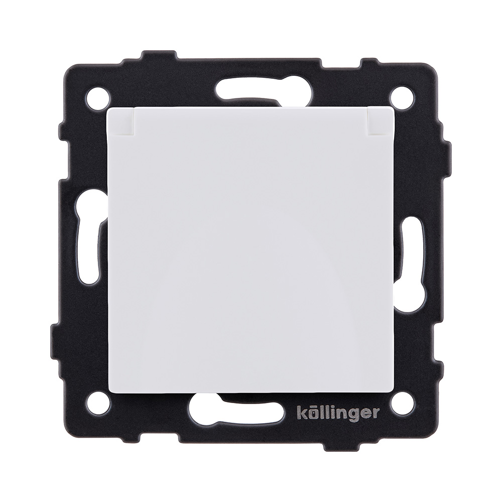 Розетка штепсельная SCHUKO 16A/250 В с крышкой, белый матовый Kollinger REA-006WM для Aspekt, Eleganz, Reflex