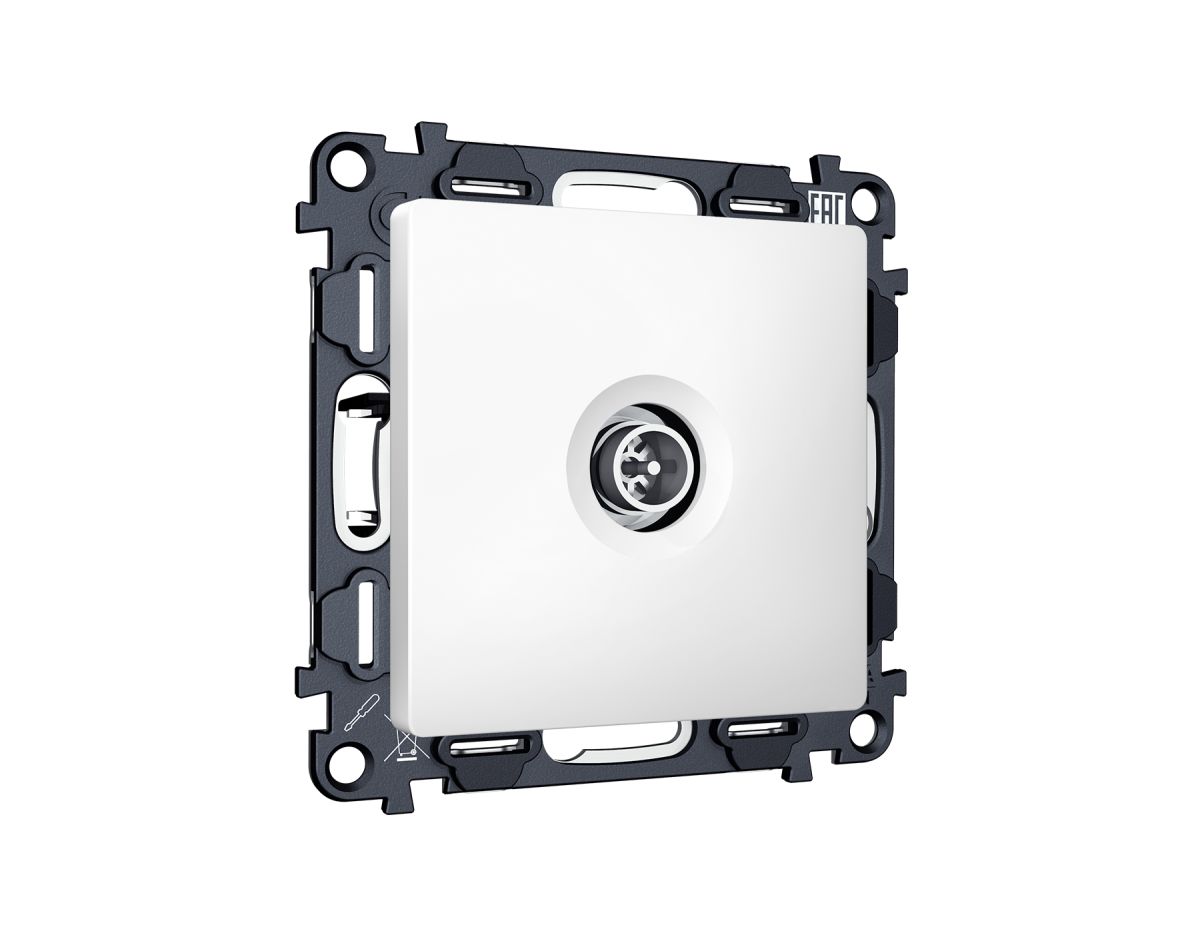 Комплект механизма TV розетки оконечной экранированной 5-1000MHz 3dB Alfa Белый матовый Quant Ambrella Volt MA133005 (AP1330, VM199)