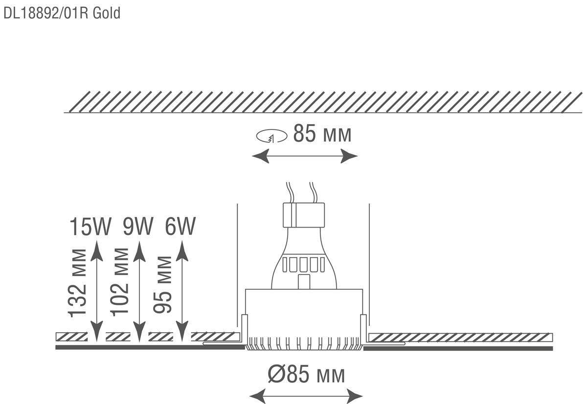 Встраиваемый светильник Donolux Click-click DL18892/01R Gold