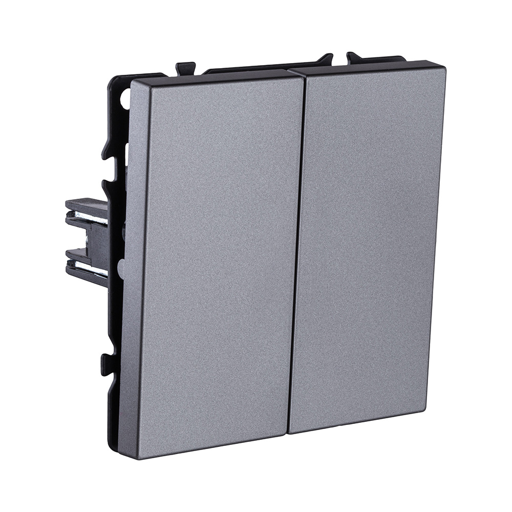 Выключатель 2-клавишный проходной 10А/250В, серый Kollinger Eclipse EC-005GY