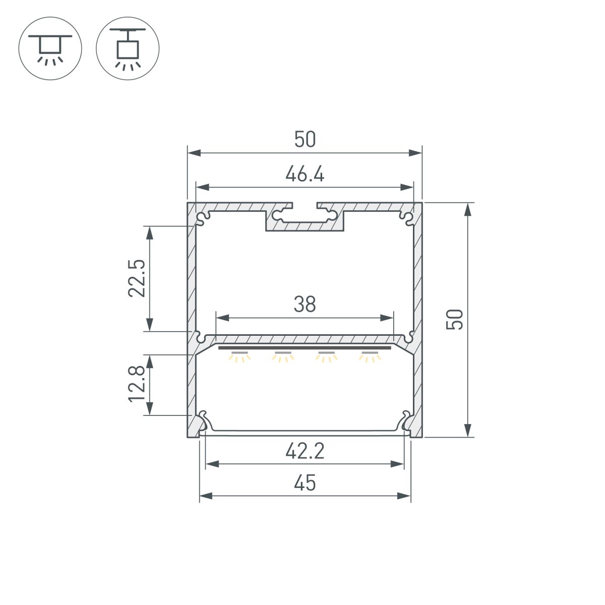 Профиль Arlight SL-LINE-5050-2000 ANOD (BY) (Алюминий) 059807
