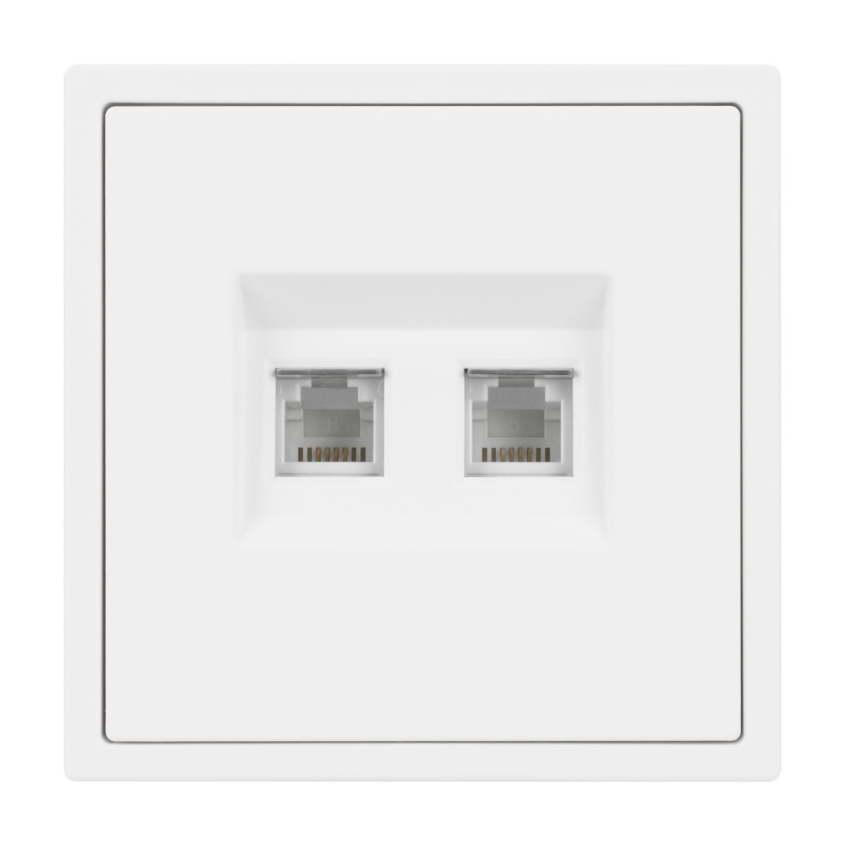 Розетка телефонная двойная софт-тач белый кварц Arlight SCT-MTL2-SFPL-WH (2хRJ-11, 4C) 054308(1)