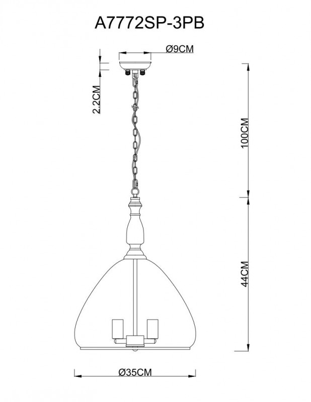 Подвесная люстра ARTE Lamp A7772SP-3PB