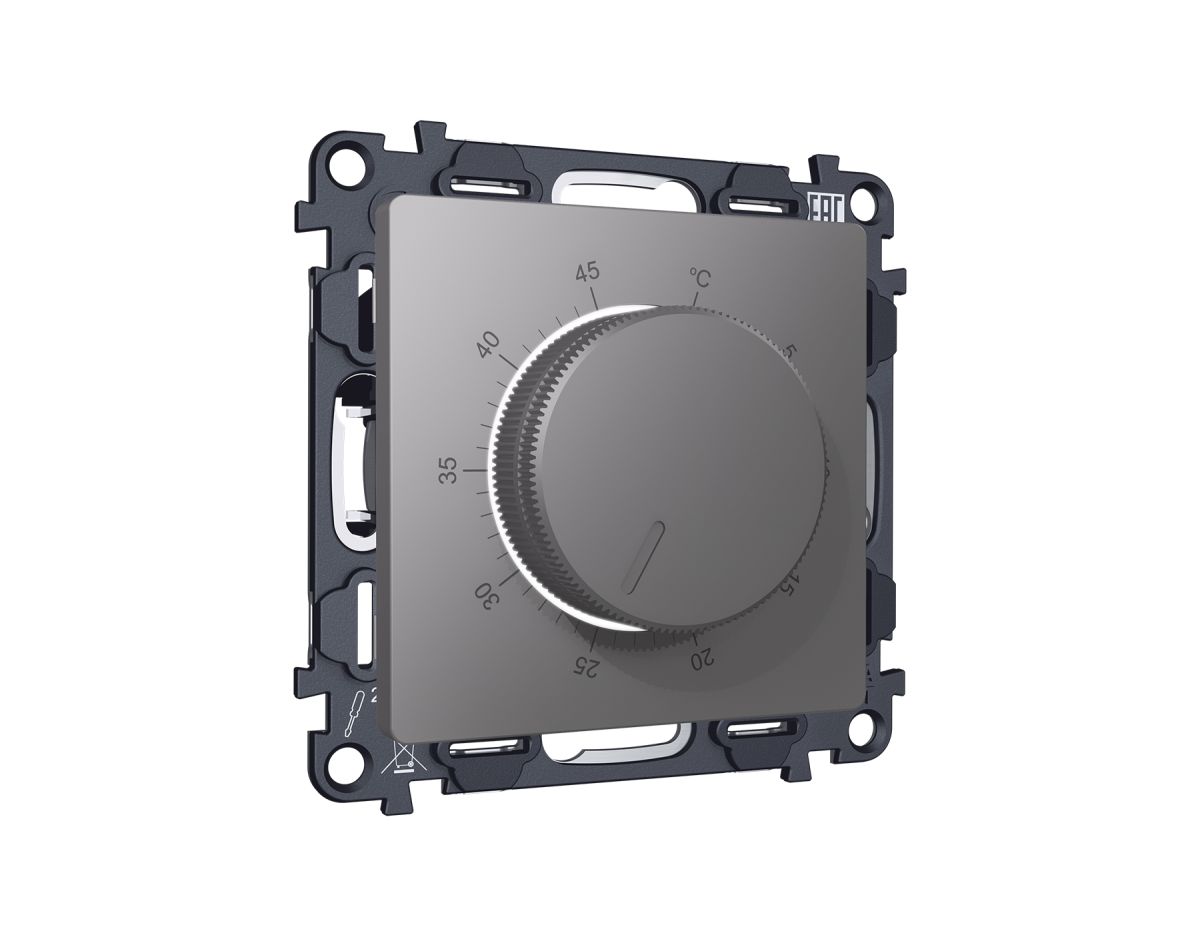 Комплект механизма терморегулятора с датчиком для теплого пола с подсветкой 16A-250V Alfa Антрацит серый Quant Ambrella Volt MA655710 (AP6557, VM1381)