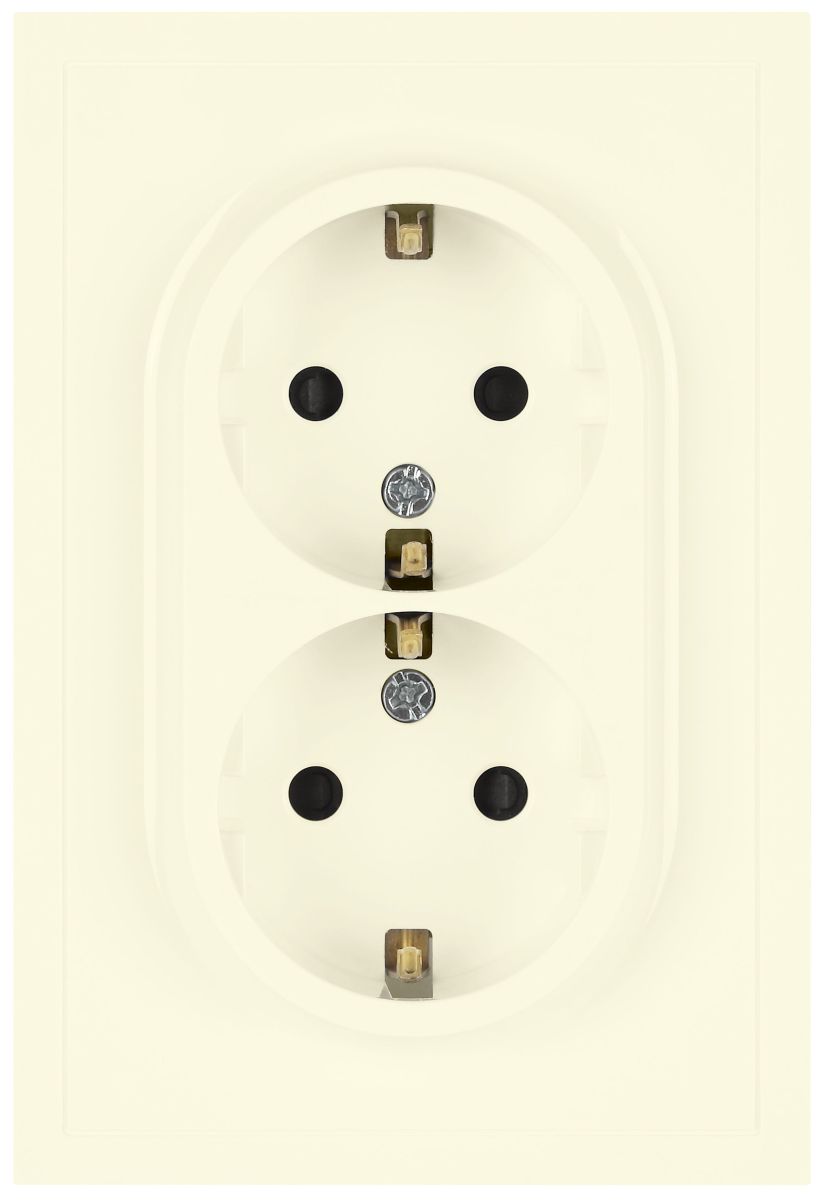 Розетка Эра Galaxy 15-2104-02 с заземлением двойная 2X2P+E Schuko 16А-250В IP20 слоновая кость Б0070679