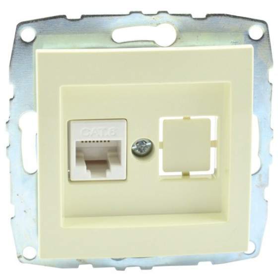 Розетка MONO ELECTRIC L / D Механизм (2хRj45 Cat 6) Кремовая 500-001705-126