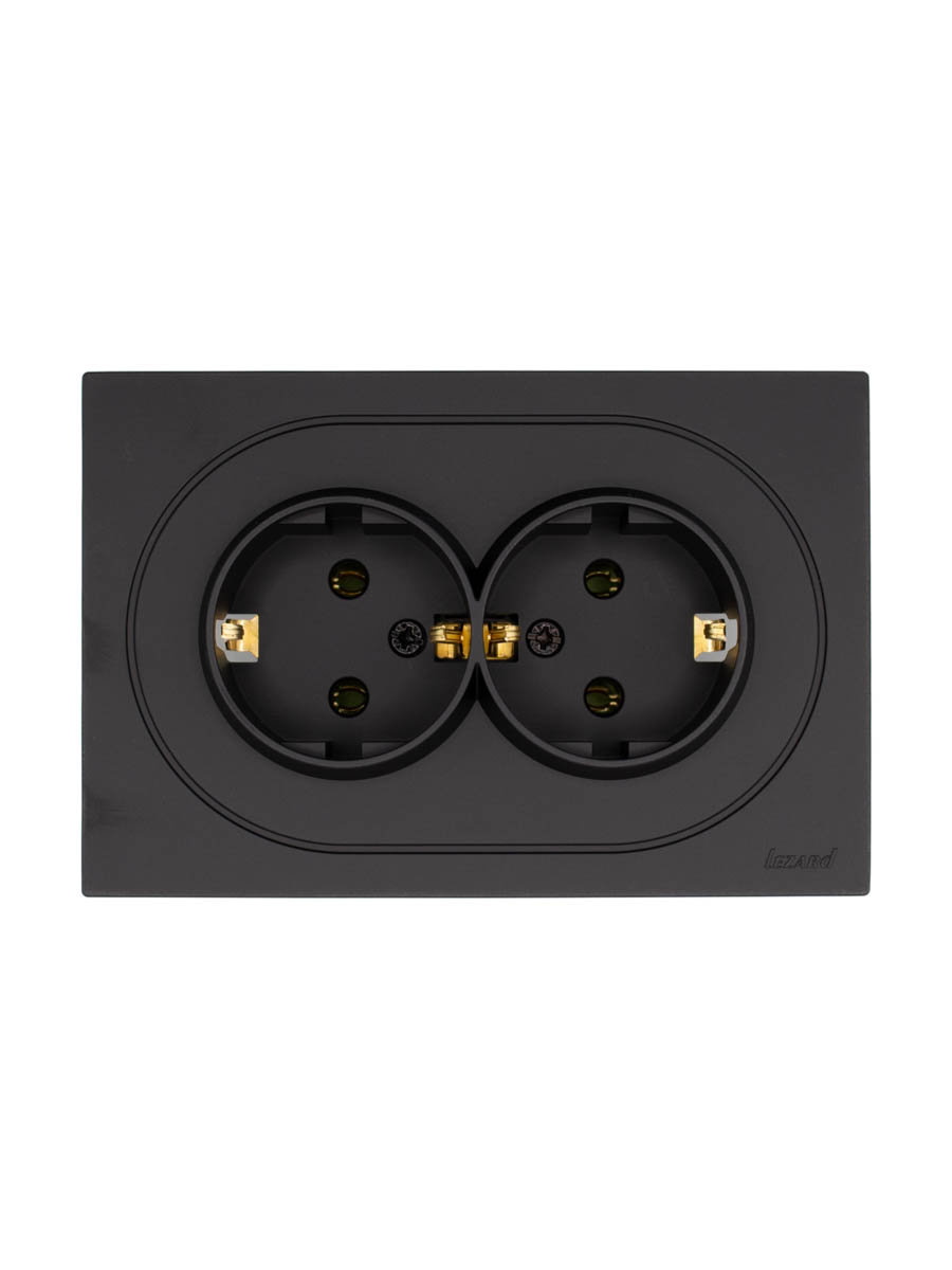 Розетка двойная с/з ПБТ чёрный бархат Lezard Osen 743-4200-127B