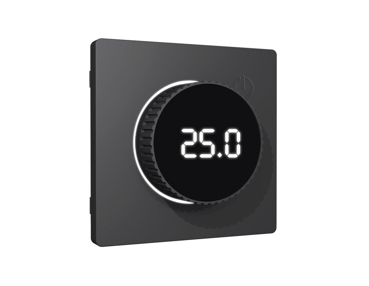 Лицевая панель Alfa (Графит мягкое касание) для терморегулятора теплого пола с цифровым дисплеем Quant Ambrella Volt AP9058
