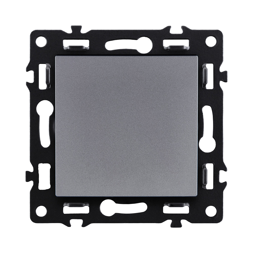 Выключатель 1-клавишный проходной 10А/250В, серый Kollinger Asthetik AS-002GY