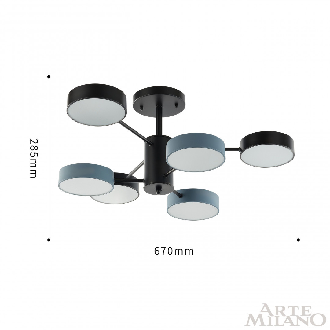 Люстра на штанге Arte Milano Ferrara 250906/6B Bk/Gr