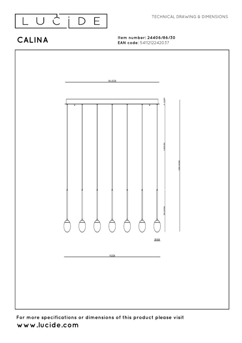 Подвесная люстра Lucide Calina 24406/86/30