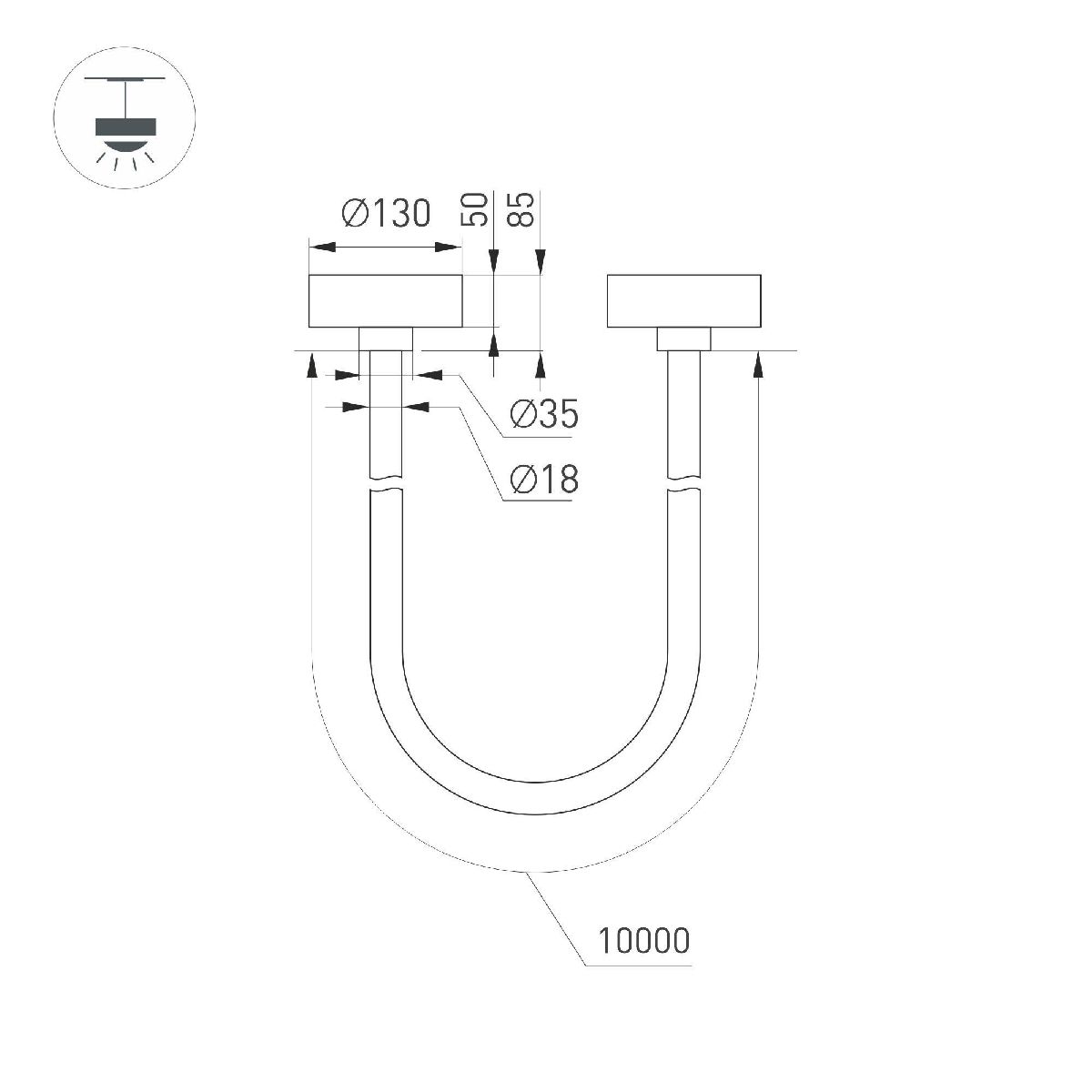 Подвесной светильник Arlight SP-TROPIC-SURFACE-R18-L10000-110W Warm3000 (GD, 360 deg, 230V) 043408