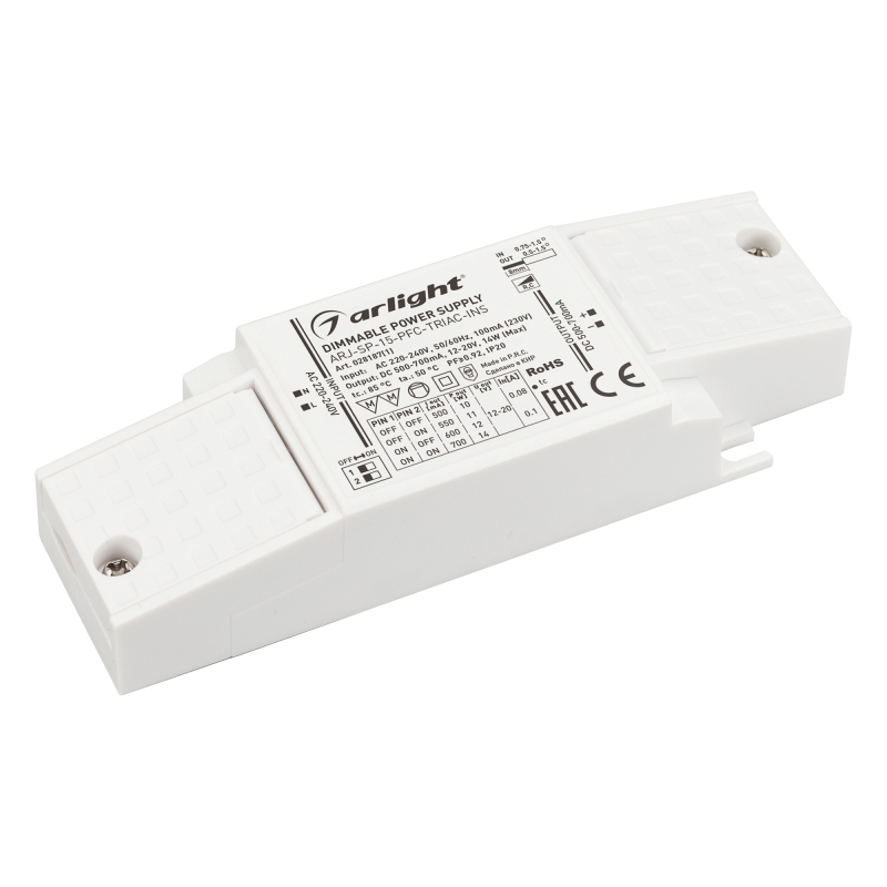 Блок питания Arlight ARJ-SP-15-PFC-Triac-INS (14W, 12-20V, 0.5-0.7A) 028187(1)