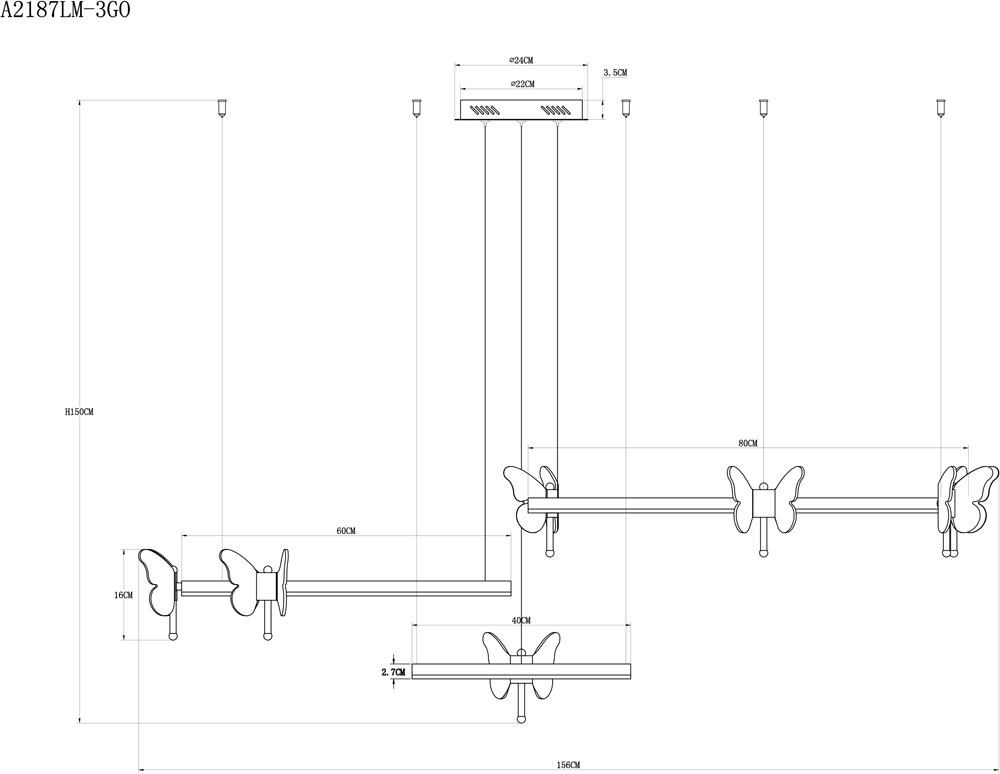 Подвесная люстра Arte Lamp Darcy A2187LM-3GO