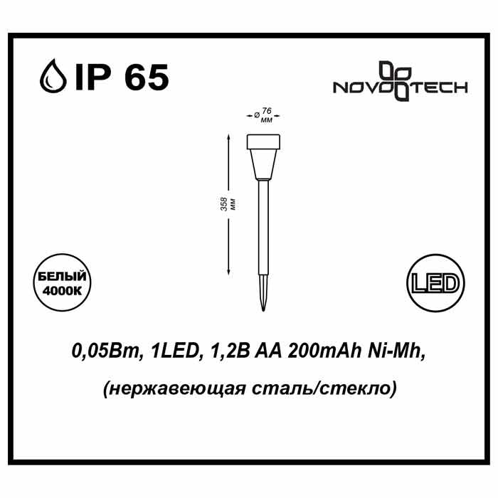 Светильник на солнечных батареях Novotech Solar (2 шт.) 357211