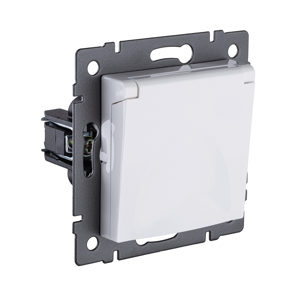 Розетка штепсельная SCHUKO 16A/250 В с крышкой, белый Kollinger REA-006WH для Aspekt, Eleganz, Reflex