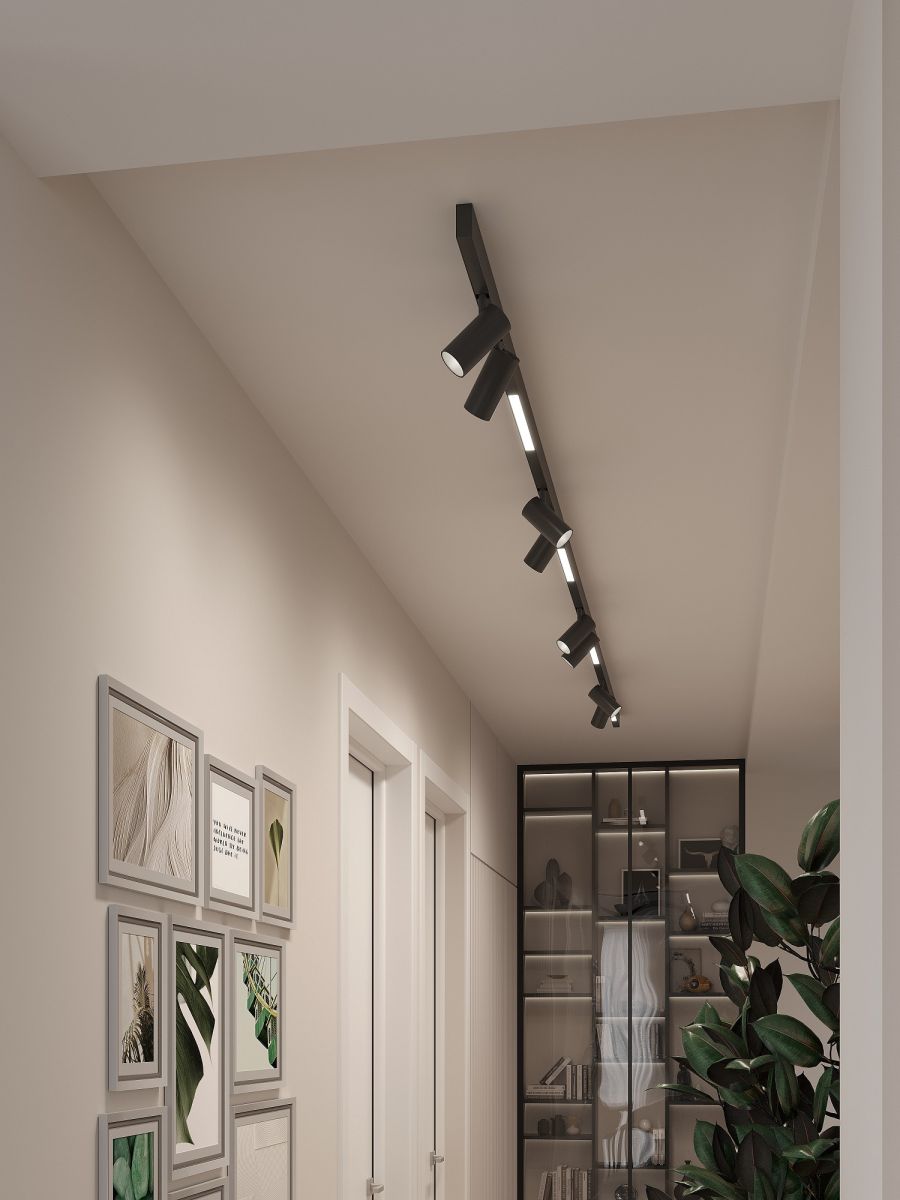 Трековая система со светильниками №5 трехфазная накладная Eldeko (48В, форма - прямая, 4м, 3000K) черная Hesby Lighting HSBL_kompl_E005_NI4B3K