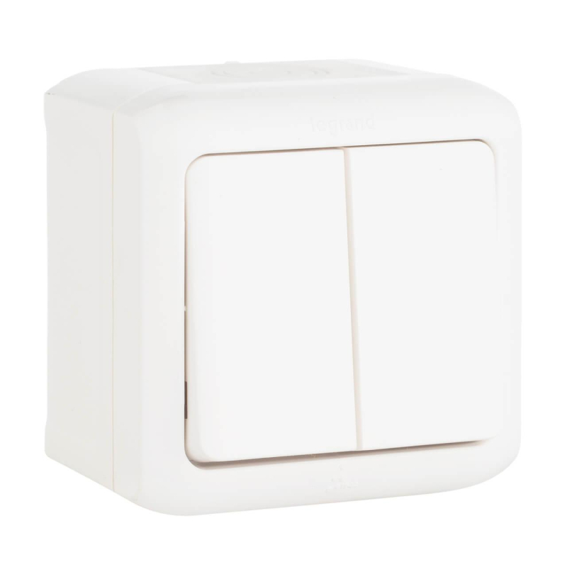 Выключатель двухклавишный Legrand Quteo 10A 250V IP44 белый 782302