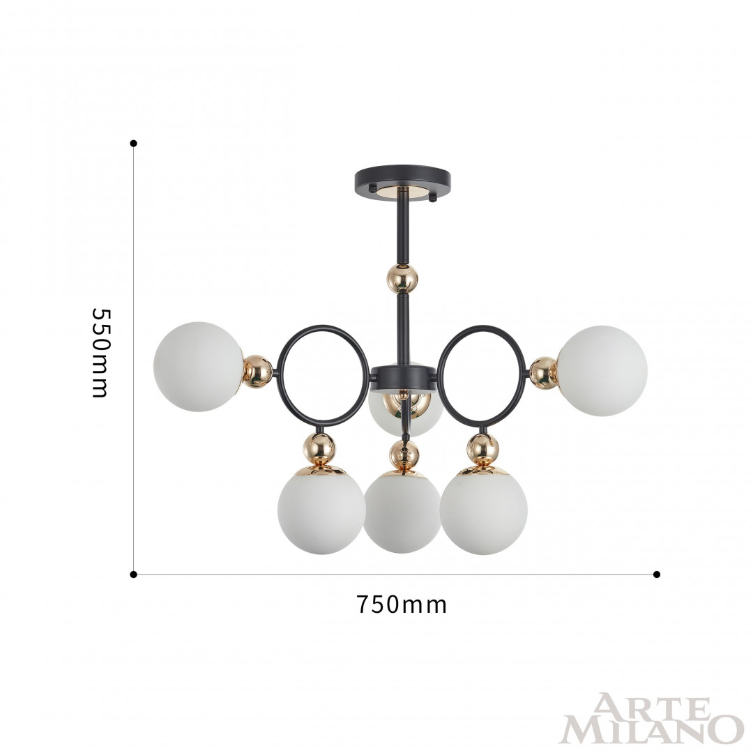 Потолочная люстра Arte Milano Neapolis 274307/6 BK/GD