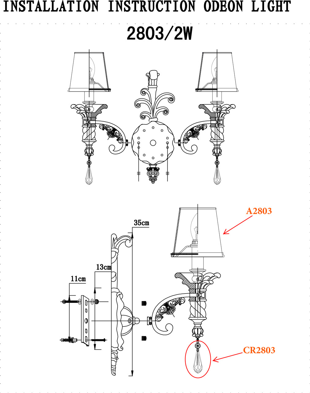 Бра Odeon Light Peta 2803/2W