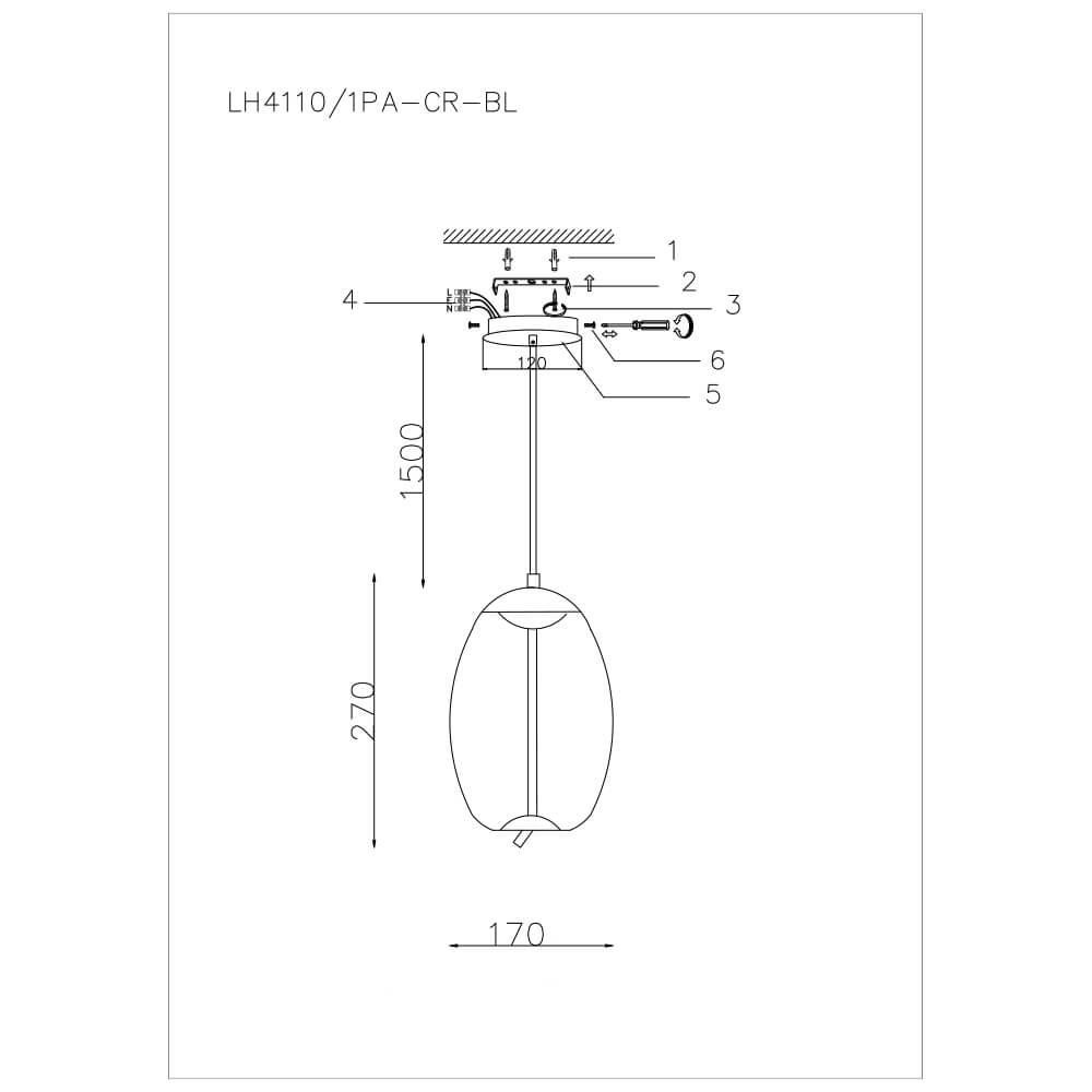 Подвесной светодиодный светильник Lumien Hall Avila LH4110/1PA-CR-BL