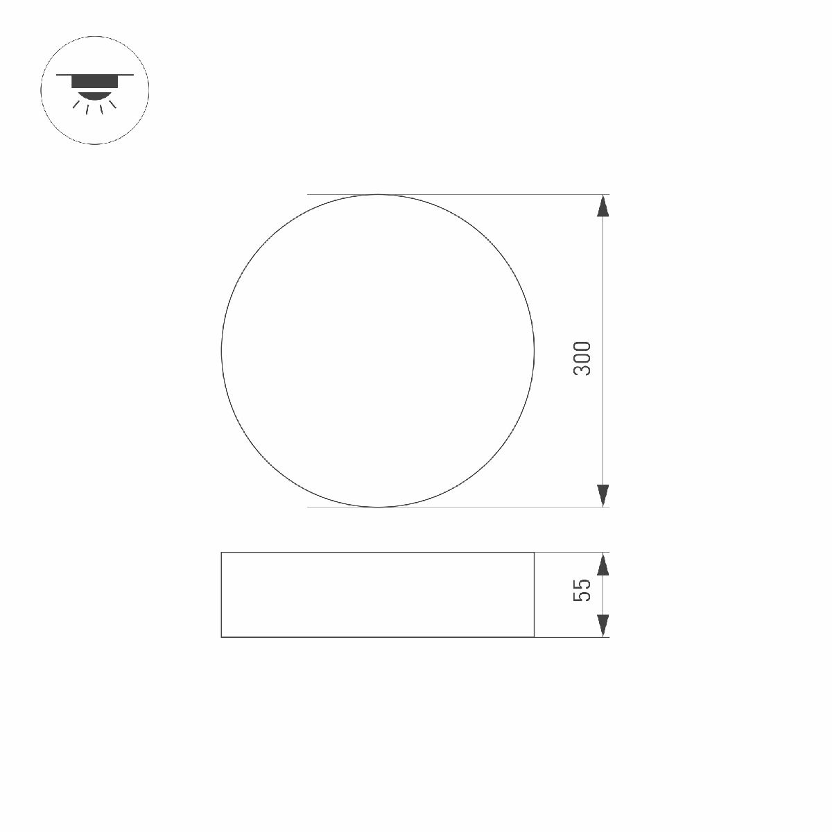 Потолочный светильник Arlight SP-RONDO-R300-36W Warm3000 (WH, 120 deg, 230V) 029454(1)
