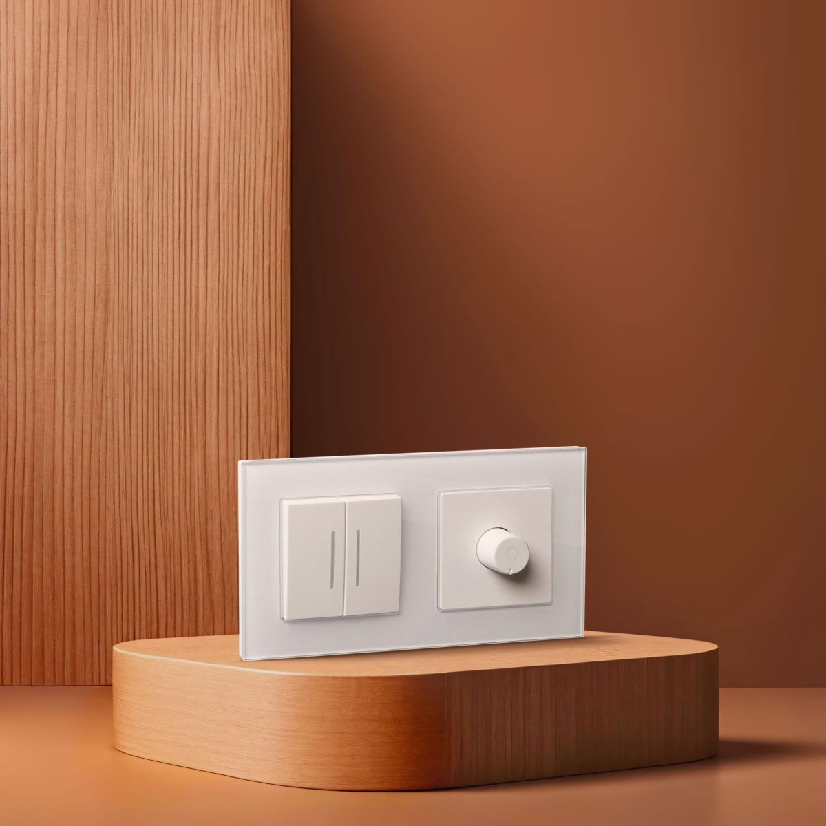 Выключатель 2-клавишный 10А/250В с LED подсветкой, белый Kollinger Asthetik AS-010WH