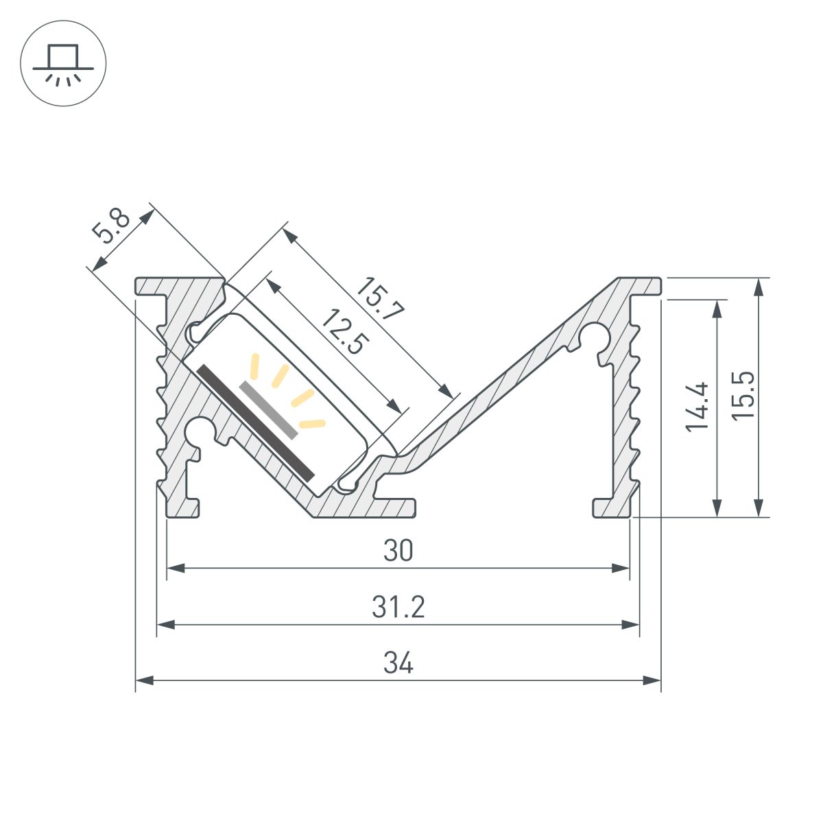 Профиль Arlight SL-BEVEL-W32-F-2000 ANOD BLACK (Алюминий) 063941