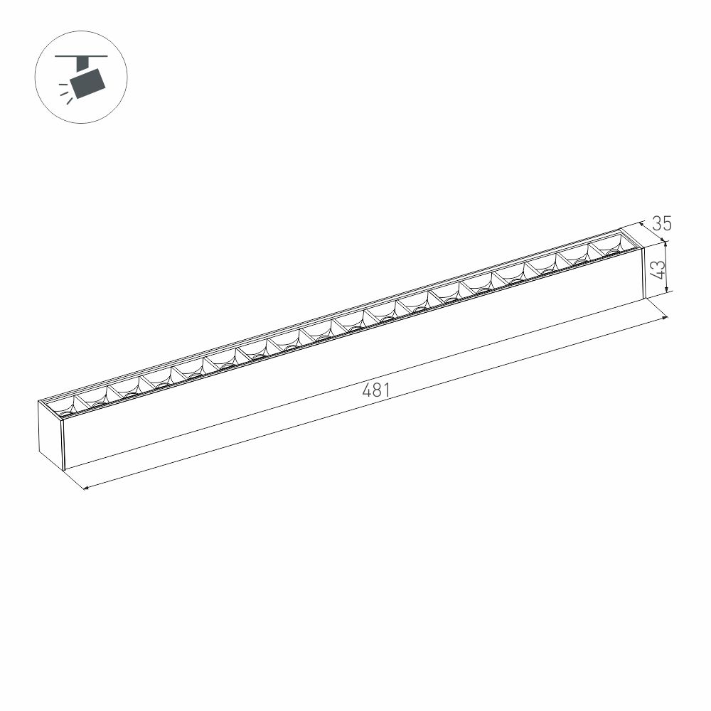 Трековый магнитный светильник Arlight MAG-LASER-45-L480-18W Day4000 (BK, 15 deg, 24V, DALI) 046542